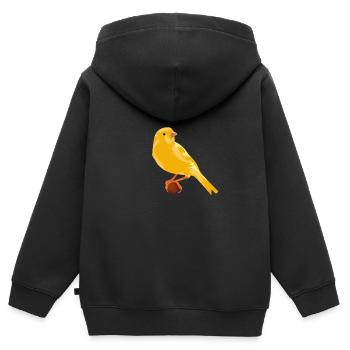 Kanarienvogel auf Zweig - Kinder Premium Organic Zip Hoodie - Schwarz - Hinten - AI Model Kid Male (0cm)