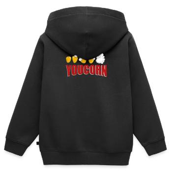 Popcorn disant - Sweat Premium à capuche zippé enfant bio - noir - Dos - AI Model Kid Male (0cm)