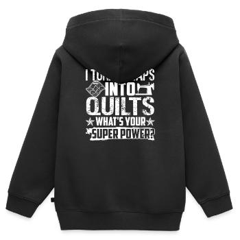 Quilting I Turn Scraps Into Quilts - Kids Premium Organic Zip-up Hoodie - black - Back - AI Model Kid Male (0cm)