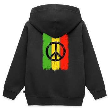 Jamaika Hippie Peace Zeichen Rastas Jamaica - Kinder Premium Organic Zip Hoodie - Schwarz - Hinten - AI Model Kid Male (0cm)