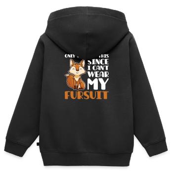 Furry Fandom Furries Fursona - Kids Premium Organic Zip-up Hoodie - black - Back - AI Model Kid Male (0cm)