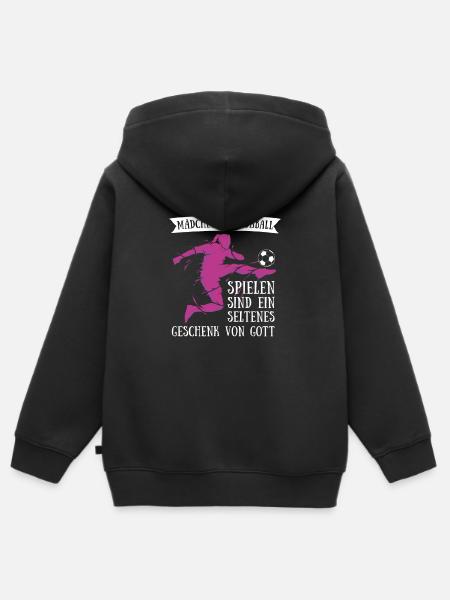 Fußball Mädchen Fussball - Kinder Premium Organic Zip Hoodie - Schwarz