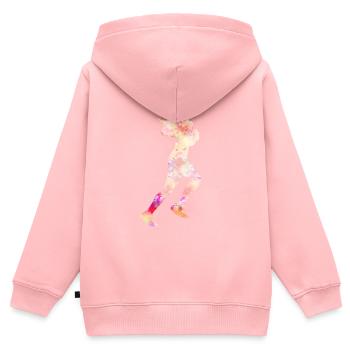 Jogging Courir Coureuse cadeau hommes femmes - Sweat Premium à capuche zippé enfant bio - rose - Dos - AI Model Kid Female (0cm)