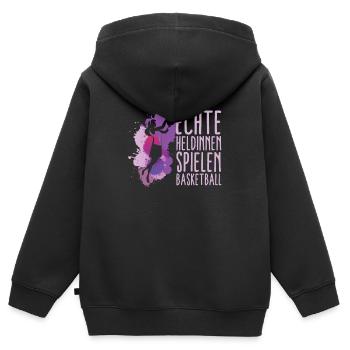 Basketball Mädchen Streetball - Kinder Premium Organic Zip Hoodie - Schwarz - Hinten - AI Model Kid Male (0cm)