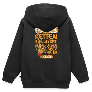 Junk Food Lustige Sprüche Pommes - Kinder Premium Organic Zip Hoodie - Schwarz - Hinten - AI Model Kid Male (0cm)