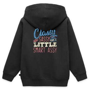 Nerd nerd sais-tout - Sweat Premium à capuche zippé enfant bio - noir - Dos - AI Model Kid Male (0cm)