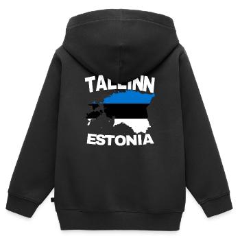 Tallinn Estonia - Kinder Premium Organic Zip Hoodie - Schwarz - Hinten - AI Model Kid Male (0cm)