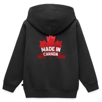 Né au Canada - Sweat Premium à capuche zippé enfant bio - noir - Dos - AI Model Kid Male (0cm)