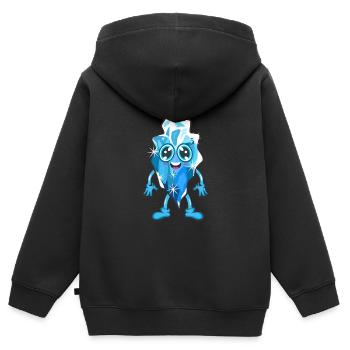 Crystal de glace - Sweat Premium à capuche zippé enfant bio - noir - Dos - AI Model Kid Male (0cm)
