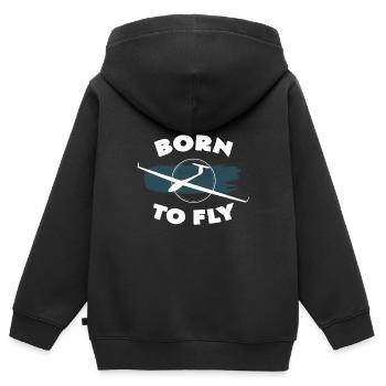 Né pour voler - Sweat Premium à capuche zippé enfant bio - noir - Dos - AI Model Kid Male (0cm)