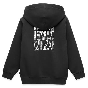 Coiffeur coiffeur coiffeur - Sweat Premium à capuche zippé enfant bio - noir - Dos - AI Model Kid Male (0cm)