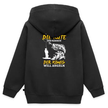 Angler Angeln Reicht Mir Die Rute - Kinder Premium Organic Zip Hoodie - Schwarz - Hinten - AI Model Kid Male (0cm)