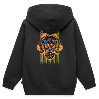 Skull DJ Elektronische Musik Disc Jockey - Kinder Premium Organic Zip Hoodie - Schwarz - Hinten - AI Model Kid Male (0cm)