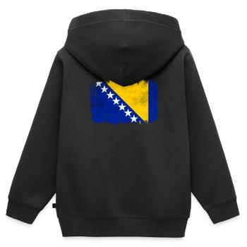 Drapeau de la Bosnie - Sweat Premium à capuche zippé enfant bio - noir - Dos - AI Model Kid Male (0cm)