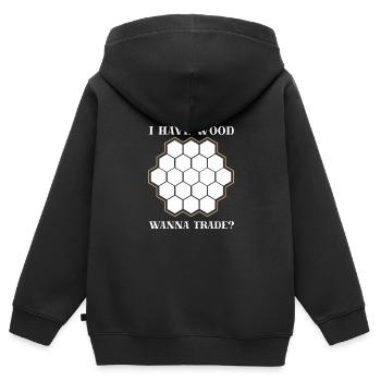 Lustiges Brettspiel Siedlers Holz Handel - Kinder Premium Organic Zip Hoodie - Schwarz - Hinten - AI Model Kid Male (0cm)