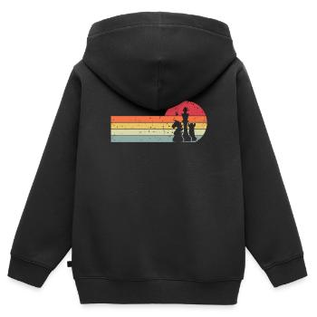 Schachfiguren Schachmatt Retro Schachspieler - Kinder Premium Organic Zip Hoodie - Schwarz - Hinten - AI Model Kid Male (0cm)