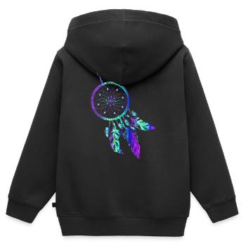 Traumfänger Indianer Dream Traum Feder - Kinder Premium Organic Zip Hoodie - Schwarz - Hinten - AI Model Kid Male (0cm)