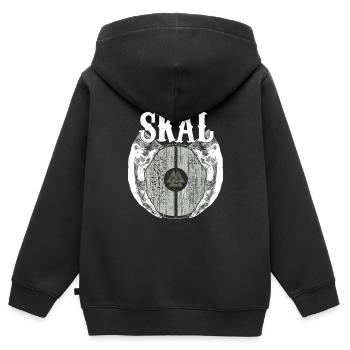 Viking Viking Valhalla Odin Thor Loup teutonique - Sweat Premium à capuche zippé enfant bio - noir - Dos - AI Model Kid Male (0cm)