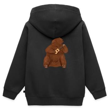 Uke ukulele - Kids Premium Organic Zip-up Hoodie - black - Back - AI Model Kid Male (0cm)