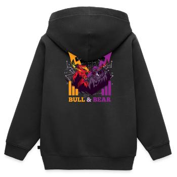Bull & Bear Bull Market Stocks Exchange Marché boursier - Sweat Premium à capuche zippé enfant bio - noir - Dos - AI Model Kid Male (0cm)