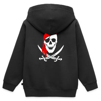 Crâne de pirate épées cadeaux de pirate - Sweat Premium à capuche zippé enfant bio - noir - Dos - AI Model Kid Male (0cm)