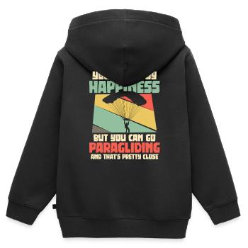 Gleitschirmflieger Gleitschirmfliegen - Kinder Premium Organic Zip Hoodie - Schwarz - Hinten - AI Model Kid Male (0cm)