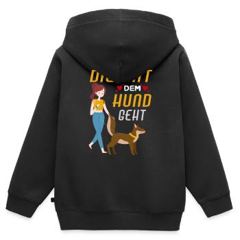 Die Mit dem Hund Geht | Hundehalterin Frauchen - Kinder Premium Organic Zip Hoodie - Schwarz - Hinten - AI Model Kid Male (0cm)