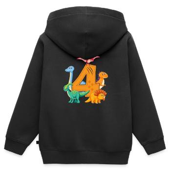 4ème anniversaire cadeau d'anniversaire dinosaure dino - Sweat Premium à capuche zippé enfant bio - noir - Dos - AI Model Kid Male (0cm)