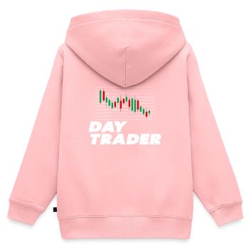 Trader de jour - Sweat Premium à capuche zippé enfant bio - rose - Dos - AI Model Kid Female (0cm)