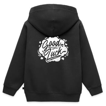 Bonne chance - Sweat Premium à capuche zippé enfant bio - noir - Dos - AI Model Kid Male (0cm)
