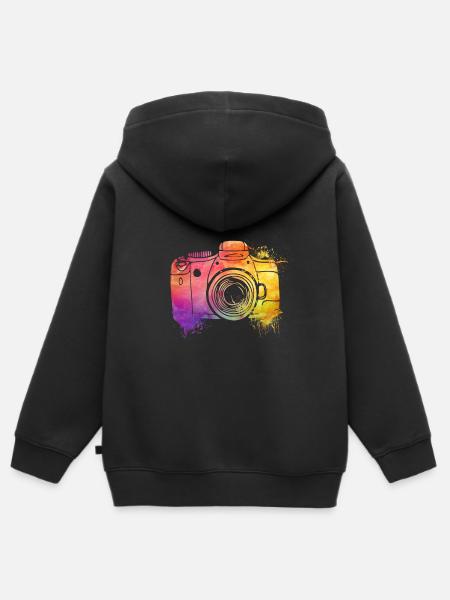 Fotografo Fotografo Fotografia Fotocamera - Felpa Premium con cappuccio con zip bambino bio - nero