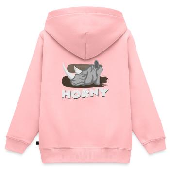 Rhinocéros - Sweat Premium à capuche zippé enfant bio - rose - Dos - AI Model Kid Female (0cm)