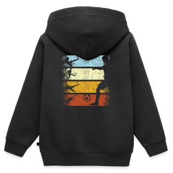 Retro Vintage Fussballer Fußball Fußballspieler - Kinder Premium Organic Zip Hoodie - Schwarz - Hinten - AI Model Kid Male (0cm)