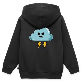 Böse Wolke Gewitter Sturm Donner Bewölkt - Kinder Premium Organic Zip Hoodie - Schwarz - Hinten - AI Model Kid Male (0cm)