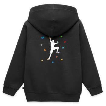 Bouldern Boulderhalle Wand Geschenk - Kinder Premium Organic Zip Hoodie - Schwarz - Hinten - AI Model Kid Male (0cm)