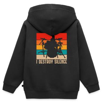 Schlagzeug - Kinder Premium Organic Zip Hoodie - Schwarz - Hinten - AI Model Kid Male (0cm)