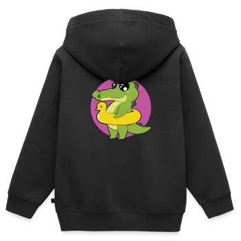 Krokodil Echse Alligator Kroko Reptil - Kinder Premium Organic Zip Hoodie - Schwarz - Hinten - AI Model Kid Male (0cm)