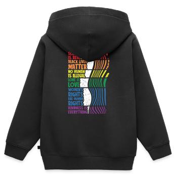 Anti racisme contre racisme racisme - Sweat Premium à capuche zippé enfant bio - noir - Dos - AI Model Kid Male (0cm)