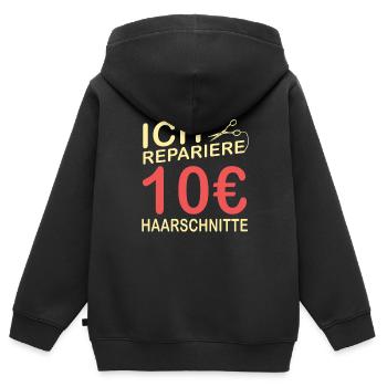 Friseur Frisör Haarstylist - Kinder Premium Organic Zip Hoodie - Schwarz - Hinten - AI Model Kid Male (0cm)