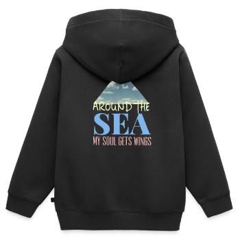 Mer - Sweat Premium à capuche zippé enfant bio - noir - Dos - AI Model Kid Male (0cm)