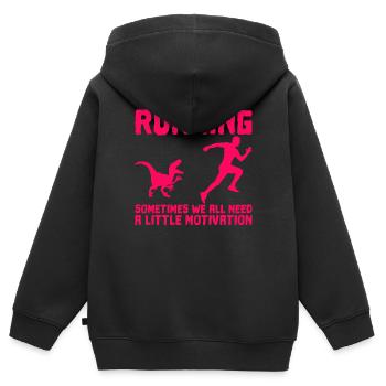 Funny Lustig Laufen Motivation - Kinder Premium Organic Zip Hoodie - Schwarz - Hinten - AI Model Kid Male (0cm)