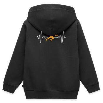 Sprinter - Kinder Premium Organic Zip Hoodie - Schwarz - Hinten - AI Model Kid Male (0cm)