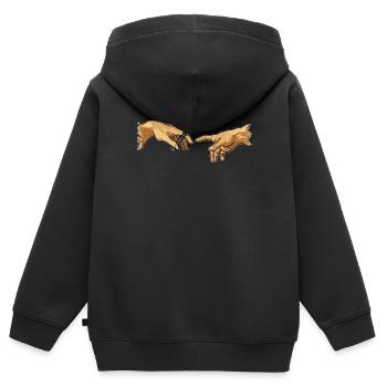 Joueur d'échecs échecs roi Michelangelo main - Sweat Premium à capuche zippé enfant bio - noir - Dos - AI Model Kid Male (0cm)