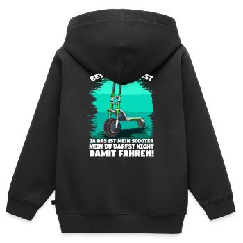 Bevor du fragst ja das ist mein Scooter E-Scooter - Kinder Premium Organic Zip Hoodie - Schwarz - Hinten - AI Model Kid Male (0cm)