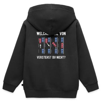 Garer Instructeur de conduite Proverbes Moniteurs d’auto-école Blagues - Sweat Premium à capuche zippé enfant bio - noir - Dos - AI Model Kid Male (0cm)