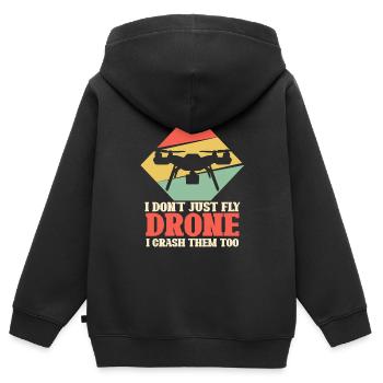 I don't just fly drone I crush them too - Kinder Premium Organic Zip Hoodie - Schwarz - Hinten - AI Model Kid Male (0cm)