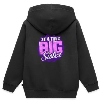 Große Schwester - Kinder Premium Organic Zip Hoodie - Schwarz - Hinten - AI Model Kid Male (0cm)