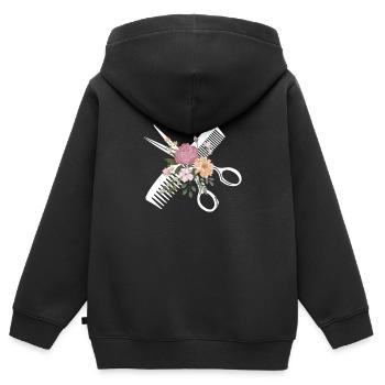 Coiffeur coiffeur coiffeur - Sweat Premium à capuche zippé enfant bio - noir - Dos - AI Model Kid Male (0cm)
