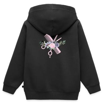 Coiffeur coiffeur coiffeur - Sweat Premium à capuche zippé enfant bio - noir - Dos - AI Model Kid Male (0cm)