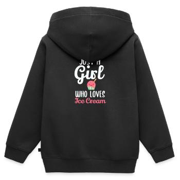 Crème glacée Crème glacée Chocolat Crème glacée Vanille Glace - Sweat Premium à capuche zippé enfant bio - noir - Dos - AI Model Kid Male (0cm)